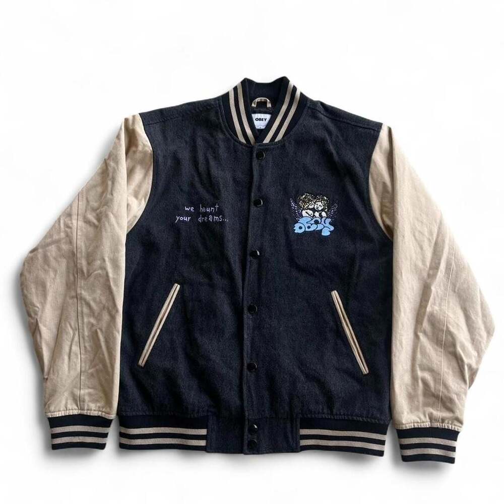 Obey Care Denim Varsity Jacket